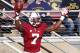 Nov 23, 2013; Stanford, CA, USA; Stanford Cardinal wide receiver Ty Montgomery (7) reacts in the end zone after a touchdown during the first half against the California Golden Bears at Stanford Stadium. Mandatory Credit: Bob Stanton-USA TODAY Sports