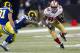 ST. LOUIS, MO - DECEMBER 02: Wide receiver Randy Moss #84 of the San Francisco 49ers breaks past cornerback Janoris Jenkins #21 of the St. Louis Rams during the game at the Edward Jones Dome on December 2, 2012 in St. Louis, Missouri. (Photo by David Welker/Getty Images)