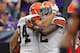 Sep 22, 2013; Minneapolis, MN, USA; Cleveland Browns tight end Jordan Cameron (84) celebrates his touchdown with wide receiver Josh Gordon (12)during the second quarter against the Minnesota Vikings at Mall of America Field at H.H.H. Metrodome. Mandatory Credit: Brace Hemmelgarn-USA TODAY Sports