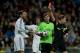 MADRID, SPAIN - NOVEMBER 27: Referee William Collum shows the red card to Sergio Ramos of Real Madrid CF during the UEFA Champions League group B match between Real Madrid CF and Galatasaray AS at Estadio Santiago Bernabeu on November 27, 2013 in Madrid, Spain. (Photo by Gonzalo Arroyo Moreno/Getty Images)