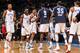 OKLAHOMA CITY, OK - MARCH 27: Oklahoma City Thunder players, from left, Perry Jones #3, Reggie Jackson #15, Jeremy Lamb #11, Serge Ibaka #9, Kevin Durant #35 and Russell Westbrook #0 celebrate during a timeout in a game against the Washington Wizards on March 27, 2013 at the Chesapeake Energy Arena in Oklahoma City, Oklahoma. NOTE TO USER: User expressly acknowledges and agrees that, by downloading and or using this Photograph, user is consenting to the terms and conditions of the Getty Images License Agreement. Mandatory Copyright Notice: Copyright 2013 NBAE (Photo by Layne Murdoch/NBAE via Getty Images)