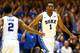 DURHAM, NC - NOVEMBER 08: Jabari Parker #1 of the Duke Blue Devils celebrates with teammate Quinn Cook #2 after a dunk against the Davidson Wildcats during their game at Cameron Indoor Stadium on November 8, 2013 in Durham, North Carolina. (Photo by Streeter Lecka/Getty Images)