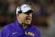 TUSCALOOSA, AL - NOVEMBER 09: Head coach Les Miles of the LSU Tigers reacts against the Alabama Crimson Tide during the game at Bryant-Denny Stadium on November 9, 2013 in Tuscaloosa, Alabama. (Photo by Kevin C. Cox/Getty Images)