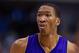 Nov 5, 2013; Dallas, TX, USA; Los Angeles Lakers shooting guard Wesley Johnson (11) waits for play to resume against the Dallas Mavericks during the game at the American Airlines Center. The Mavericks defeated the Lakers 123-104. Mandatory Credit: Jerome Miron-USA TODAY Sports