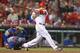 CINCINNATI, OH - SEPTEMBER 24: Joey Votto #19 of the Cincinnati Reds swings at a pitch in the 3rd inning against the New York Mets at Great American Ball Park on September 24, 2013 in Cincinnati, Ohio. (Photo by Andy Lyons/Getty Images)