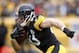 Nov 10, 2013; Pittsburgh, PA, USA; Pittsburgh Steelers tight end Heath Miller (83) runs after a pass reception against the Buffalo Bills during the second quarter at Heinz Field. Mandatory Credit: Charles LeClaire-USA TODAY Sports