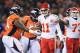 DENVER, CO - NOVEMBER 17: Alex Smith #11 of the Kansas City Chiefs reacts after they were called for a false start on the first posession of the game against the Denver Broncos at Sports Authority Field at Mile High on November 17, 2013 in Denver, Colorado. (Photo by Doug Pensinger/Getty Images)