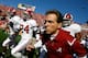 AUBURN, AL - NOVEMBER 27: Head coach Nick Saban of the Alabama Crimson Tide leads his team onto the field to face the Auburn Tigers at Jordan-Hare Stadium on November 27, 2009 in Auburn, Alabama. (Photo by Kevin C. Cox/Getty Images)