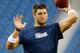 FOXBORO, MA - AUGUST 29: Tim Tebow #5 of the New England Patriots warms up prior to the preseason game against the New York Giants at Gillette Stadium on August 29, 2013 in Foxboro, Massachusetts. (Photo by Jared Wickerham/Getty Images)