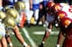 19 NOV 1994: THE UCLA OFFENSIVE LINE LINES UP AGAINST THE USC DEFENSIVE LINE DURING UCLA''S 31-19 WIN AT THE LOS ANGELES MEMORIAL COLISEUM IN LOS ANGELES, CALIFORNIA. Mandatory Credit: Stephen Dunn/ALLSPORT