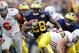 ANN ARBOR, MI - NOVEMBER 26: Fitzgerald Toussaint #28 of the Michigan Wolverines gets in the open field during a fourth quarter run while playing the Ohio State Buckeyes of the Michigan Wolverines at Michigan Stadium on November 26, 2011 in Ann Arbor, Michigan. (Photo by Gregory Shamus/Getty Images)