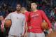 SACRAMENTO, CA - APRIL 3: Aaron Brooks #0 and Jeremy Lin #7 of the Houston Rockets in a game against the Sacramento Kings on April 3, 2013 at Sleep Train Arena in Sacramento, California. NOTE TO USER: User expressly acknowledges and agrees that, by downloading and or using this photograph, User is consenting to the terms and conditions of the Getty Images Agreement. Mandatory Copyright Notice: Copyright 2013 NBAE (Photo by Rocky Widner/NBAE via Getty Images)
