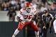 Sep 19, 2013; Philadelphia, PA, USA; Kansas City Chiefs offensive tackle Branden Albert (76) during the third quarter against the Philadelphia Eagles at Lincoln Financial Field. The Chiefs defeated the Eagles 26-16. Mandatory Credit: Howard Smith-USA TODAY Sports
