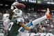 EAST RUTHERFORD, NJ - DECEMBER 1: Dee Milliner #27 of the New York Jets breaks up a pass intended for Marlon Moore #14 of the Miami Dolphins during their game at MetLife Stadium on December 1, 2013 in East Rutherford, New Jersey. (Photo by Jeff Zelevansky/Getty Images)