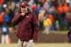 Nov 30, 2013; Charlottesville, VA, USA; Virginia Tech Hokies head coach Frank Beamer talks on the sidelines against the Virginia Cavaliers in the second quarter at Scott Stadium. The Hokies won 16-6. Mandatory Credit: Geoff Burke-USA TODAY Sports