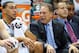 Nov 15, 2013; East Lansing, MI, USA; Michigan State Spartans head coach Tom Izzo talks to guard Denzel Valentine (45) during the 1st half at Jack Breslin Student Events Center. Mandatory Credit: Mike Carter-USA TODAY Sports