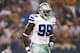 ARLINGTON, TX - SEPTEMBER 8: George Selvie #99 of the Dallas Cowboys celebrates after sacking the quarterback during a game against the New York Giants at AT&T Stadium on September 8, 2013 in Arlington, Texas. (Photo by Wesley Hitt/Getty Images)