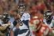 KANSAS CITY, MO - DECEMBER 01: Quarterback Peyton Manning #18 of the Denver Broncos drops back to pass against the Kansas City Chiefs during the second half on December 1, 2013 at Arrowhead Stadium in Kansas City, Missouri. Denver beat Kansas City 35-28. (Photo by Peter Aiken/Getty Images)