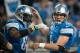 Nov 28, 2013; Detroit, MI, USA; Detroit Lions wide receiver Calvin Johnson (81) celebrates his touchdown with quarterback Matthew Stafford (9) during the third quarter against the Green Bay Packers during a NFL football game on Thanksgiving at Ford Field. Mandatory Credit: Tim Fuller-USA TODAY Sports