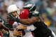 PHILADELPHIA, PA - DECEMBER 1: Defensive end Brandon Graham #55 of the Philadelphia Eagles sacks quarterback Carson Palmer #3 of the Arizona Cardinals in the third quarter during a game at Lincoln Financial Field on December 1, 2013 in Philadelphia, Pennsylvania. The Eagles defeated the Cardinals 24-21. (Photo by Rich Schultz /Getty Images)