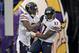 Dec 1, 2013; Minneapolis, MN, USA; Chicago Bears wide receiver Alshon Jeffery (17) celebrates his touchdown with wide receiver Brandon Marshall (15) during the third quarter against the Minnesota Vikings at Mall of America Field at H.H.H. Metrodome. Mandatory Credit: Brace Hemmelgarn-USA TODAY Sports
