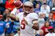 GAINESVILLE, FL - NOVEMBER 30: Jameis Winston #5 of the Florida State Seminoles attempts a pass during the game against the Florida Gators on November 30, 2013 in Gainesville, Florida. (Photo by Sam Greenwood/Getty Images)