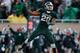 EAST LANSING, MI - NOVEMBER 02: Denicos Allen #28 of the Michigan State Spartans celebrates a third-quarter sack against the Michigan Wolverines at Spartan Stadium on November 2, 2013 in East Lansing, Michigan. Michigan State won the game 29-6. (Photo by Gregory Shamus/Getty Images)