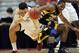 Dec 1, 2013; Anaheim, CA, USA; Marquette Golden Eagles forward Steve Taylor, Jr. (25) and San Diego State Aztecs forward JJ O'Brien (20) chase a loose ball during the first half of the game at the Honda Center. Mandatory Credit: Jayne Kamin-Oncea-USA TODAY Sports