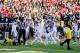 Michigan's two-point conversion attempt culminated in a Buckeye celebration.