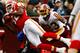 LANDOVER, MD - OCTOBER 18: Dwayne Bowe #82 of the Kansas City Chiefs catches a pass as DeAngelo Hall #23 of the Washington Redskins defends during their game October 18, 2009 at FedEx Field in Landover, Maryland.The Chiefs won the game 14-6. (Photo by Win McNamee/Getty Images)