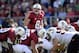 Sep 21, 2013; Stanford, CA, USA; Stanford Cardinal quarterback Kevin Hogan (8) changes a play at the line during the first quarter against the Arizona State Sun Devils at Stanford Stadium. Mandatory Credit: Bob Stanton-USA TODAY Sports