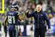 Dec 2, 2013; Seattle, WA, USA; Seattle Seahawks wide receiver Golden Tate (81) and Seattle Seahawks head coach Pete Carroll high five during the second half against the New Orleans Saints at CenturyLink Field. Seattle defeated New Orleans 34-7. Mandatory Credit: Steven Bisig-USA TODAY Sports
