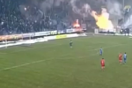 Bosnian Fans Throw Flares at Each Other