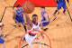 PORTLAND, OR - NOVEMBER 25: Damian Lillard #0 of the Portland Trail Blazers dunks against the New York Knicks on November 25, 2013 at the Moda Center Arena in Portland, Oregon. NOTE TO USER: User expressly acknowledges and agrees that, by downloading and or using this photograph, user is consenting to the terms and conditions of the Getty Images License Agreement. Mandatory Copyright Notice: Copyright 2013 NBAE (Photo by Sam Forencich/NBAE via Getty Images)