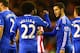 SUNDERLAND, ENGLAND - DECEMBER 04: Eden Hazard of Chelsea is congratulated by team mate Willian after scoring his goal during the Barclays Premier League match between Sunderland and Chelsea at Stadium of Light on December 4, 2013 in Sunderland, England. (Photo by Matthew Lewis/Getty Images)