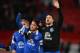MANCHESTER, ENGLAND - DECEMBER 04: Bryan Oviedo of Everton (2nd on R) celebrates with his team-mates at the end of the Barclays Premier League match between Manchester United and Everton at Old Trafford on December 4, 2013 in Manchester, England. (Photo by Michael Regan/Getty Images)