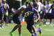 Jul 2, 2013; Beaverton, OR, USA; Running back Leonard Fournette (5) runs with the ball during the Nike 7on7 pool play at Nike World Headquarters in Beaverton, Oregon on Tuesday July, 2, 2013. Mandatory Credit: Steve Dykes-USA TODAY Sports