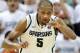 Dec 4, 2013; East Lansing, MI, USA; Michigan State Spartans center Adreian Payne (5) reacts to a play against the North Carolina Tar Heels during the 1st half a game at Jack Breslin Student Events Center. Mandatory Credit: Mike Carter-USA TODAY Sports