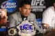 Jan 26, 2013; Chicago, IL, USA; Anthony Pettis celebrates after defeating Donald Cerrone (not pictured) during UFC on FOX 6 at the United Center. Mandatory Credit: David Banks-USA TODAY Sports