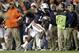 Nov 30, 2013; Auburn, AL, USA; Auburn Tigers wide receiver Sammie Coates (18) scores a touchdown against the Alabama Crimson Tide during the fourth quarter at Jordan Hare Stadium. Mandatory Credit: John Reed-USA TODAY Sports