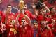 MADRID, SPAIN - JULY 12: Iker Casillas of Spanish national football team holds the trophy during the Spanish team's victory parade following their victory over the Netherlands in the 2010 FIFA World Cup on July 12, 2010 in Madrid, Spain. (Photo by Angel Martinez/Getty Images)
