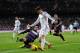 MADRID, SPAIN - NOVEMBER 30: Alvaro Morata (R) of Real Madrid CF is tackled by Marc Valiente of Real Valladolid CF during the La Liga match between Real Madrid CF and Real Valladolid CF at Santiago Bernabeu stadium on November 30, 2013 in Madrid, Spain. (Photo by Denis Doyle/Getty Images)