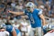 Nov 24, 2013; Detroit, MI, USA; Detroit Lions quarterback Matthew Stafford (9) during the game against the Tampa Bay Buccaneers at Ford Field. Mandatory Credit: Tim Fuller-USA TODAY Sports
