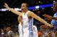 KANSAS CITY, MO - MARCH 22: Brice Johnson #11 of the North Carolina Tar Heels celebrates a 3-point basket in the second half against the Villanova Wildcats during the second round of the 2013 NCAA Men's Basketball Tournament at the Sprint Center on March 22, 2013 in Kansas City, Missouri. North Carolina won 78-71. (Photo by Ed Zurga/Getty Images)