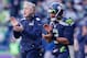 SEATTLE, WA - NOVEMBER 17: Head coach Pete Carroll and quarterback Russell Wilson #3 of the Seattle Seahawks react to a point after touchdown against the Minnesota Vikings at CenturyLink Field on November 17, 2013 in Seattle, Washington. (Photo by Otto Greule Jr/Getty Images)