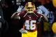 Nov 25, 2013; Landover, MD, USA; Washington Redskins running back Alfred Morris (46) takes the field before the game against the San Francisco 49ers at FedEx Field. Mandatory Credit: Brad Mills-USA TODAY Sports