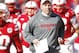 Nov 29, 2013; Lincoln, NE, USA; Nebraska Cornhuskers head coach Bo Pelini leads his team onto the field prior to the game against the Iowa Hawkeyes at Memorial Stadium. Iowa won 38-17. Mandatory Credit: Bruce Thorson-USA TODAY Sports