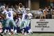 Oct 1, 2012; Arlington, TX, USA; Dallas Cowboys quarterback Tony Romo (9) throws in front of the Monday night football banner for ESPN against the Chicago Bears at Dallas Cowboys Stadium. Mandatory Credit: Matthew Emmons-USA TODAY Sports