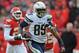 KANSAS CITY, MO - NOVEMBER 24: Tight end Ladarius Green #89 of the San Diego Chargers scores on a 60-yard touchdown pass against the Kansas City Chiefs during the second half on November 24, 2013 at Arrowhead Stadium in Kansas City, Missouri. San Diego won 41-38. (Photo by Peter Aiken/Getty Images)