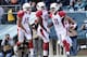 PHILADELPHIA, PA - DECEMBER 01: Larry Fitzgerald #11 of the Arizona Cardinals is congratulated by Andre Roberts #12 and Michael Floyd #15 after scoring a touchdown against the Philadelphia Eagles during the second quarter at Lincoln Financial Field on December 1, 2013 in Philadelphia, Pennsylvania. (Photo by Maddie Meyer/Getty Images)
